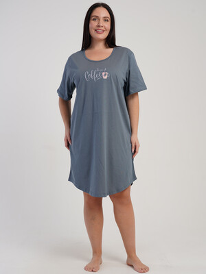 Купить Хлопковая туника большого размера с коротким рукавом VIENETTA 5100270000 в Украина в Lingerie.ua - Одяг для дому та відпочинку, Фото 8