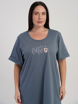 Купить Хлопковая туника большого размера с коротким рукавом VIENETTA 5100270000 в Украина в Lingerie.ua - Одяг для дому та відпочинку, Фото 9