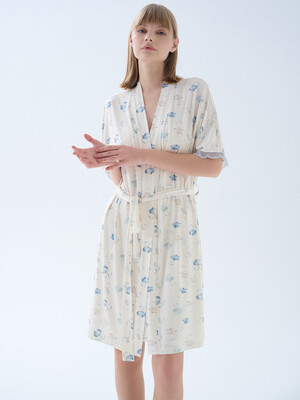 Купить Хлопковый халат с коротким рукавом и кружевом HAYS 70147 в Украина в Lingerie.ua - Одяг для дому та відпочинку, Фото 3