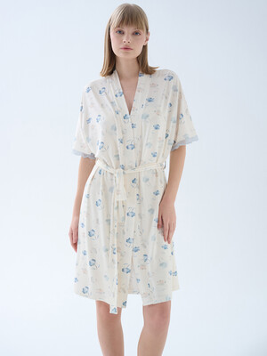 Купить Хлопковый халат с коротким рукавом и кружевом HAYS 70147 в Украина в Lingerie.ua - Одяг для дому та відпочинку, Фото 4