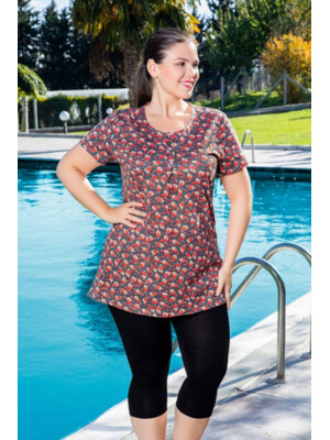 Купить Комплект жіночий великих розмірів COCOON J6-6016 футболка та бриджі з модалу в Украина