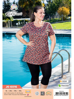 Купить Комплект женский больших размеров COCOON J6-6016 футболка и бриджи из модала в Украина в Lingerie.ua - Одяг для дому та відпочинку, Фото 3