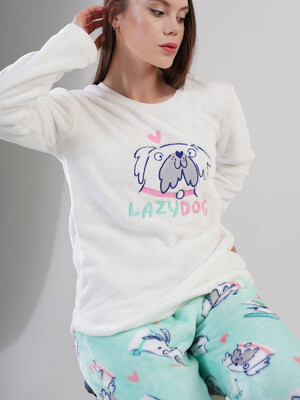 Купить Тёплая плюшевая пижама женская из велсофта VIENETTA 2020880267 в Украина в Lingerie.ua - Одяг для дому та відпочинку, Фото 3