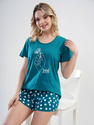 Купить Хлопковая пижама с шортами в горошек VIENETTA 1100701081 в Украина в Lingerie.ua - Одяг для дому та відпочинку, Фото 5