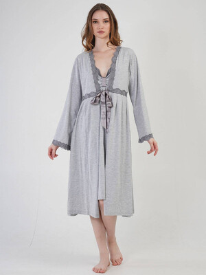 Купить Хлопковый комплект из халата и ночной сорочки VIENETTA 2123700000 в Украина в Lingerie.ua - Одяг для дому та відпочинку, Фото 2