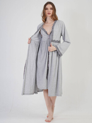 Купить Хлопковый комплект из халата и ночной сорочки VIENETTA 2123700000 в Украина в Lingerie.ua - Одяг для дому та відпочинку, Фото 4