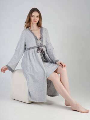 Купить Хлопковый комплект из халата и ночной сорочки VIENETTA 2123700000 в Украина в Lingerie.ua - Одяг для дому та відпочинку, Фото 8