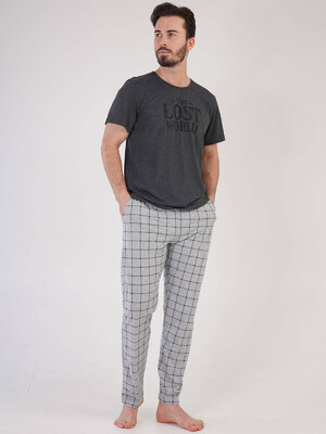 Купить Хлопковая пижама с брюками в клетку VIENETTA MAN 2110741708 в Украина в Lingerie.ua - Одяг для дому та відпочинку, Фото 3