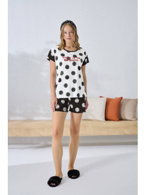 Хлопковая пижама с шортами в горох SEVIM 14361