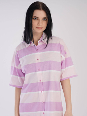 Купить Трикотажный халат-рубашка в полоску VIENETTA 2125921494 в Украина в Lingerie.ua - Одяг для дому та відпочинку, Фото 2