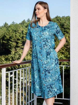 Купить Штапельный летний халат на пуговицах COCOON J4-4039 в Украина в Lingerie.ua - Одяг для дому та відпочинку, Фото 3