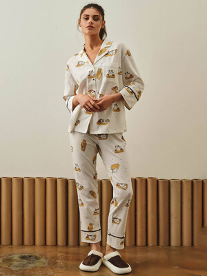 Купить Хлопковая пижама с рубашкой на пуговицах и брюками HAYS 27367  в Украина в Lingerie.ua - Одяг для дому та відпочинку, Фото 1