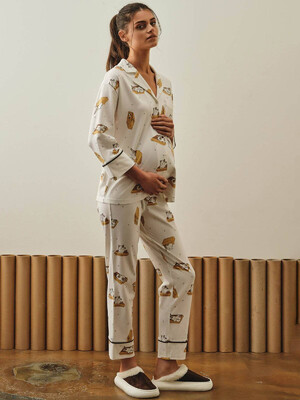 Купить Хлопковая пижама с рубашкой на пуговицах и брюками HAYS 27367  в Украина в Lingerie.ua - Одяг для дому та відпочинку, Фото 3