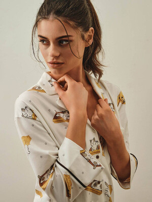 Купить Хлопковая пижама с рубашкой на пуговицах и брюками HAYS 27367  в Украина в Lingerie.ua - Одяг для дому та відпочинку, Фото 4