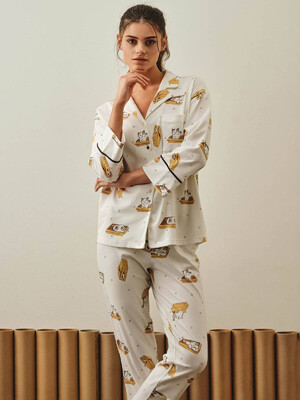 Купить Хлопковая пижама с рубашкой на пуговицах и брюками HAYS 27367  в Украина в Lingerie.ua - Одяг для дому та відпочинку, Фото 7