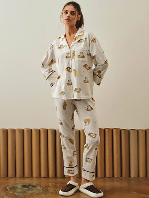 Купить Хлопковая пижама с рубашкой на пуговицах и брюками HAYS 27367  в Украина в Lingerie.ua - Одяг для дому та відпочинку, Фото 9