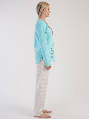 Купить Байковая пижама с брюками в полоску VIENETTA 3032300000 в Украина в Lingerie.ua - Одяг для дому та відпочинку, Фото 4