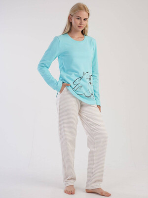 Купить Байковая пижама с брюками в полоску VIENETTA 3032300000 в Украина в Lingerie.ua - Одяг для дому та відпочинку, Фото 6