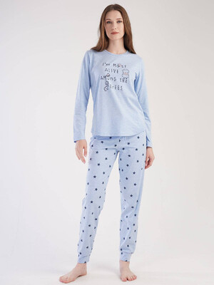 Купить Хлопковая пижама с длинным рукавом VIENETTA 3032741838 в Украина в Lingerie.ua - Одяг для дому та відпочинку, Фото 1