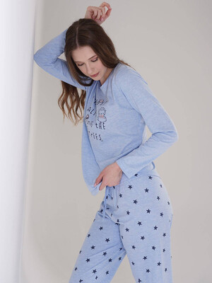 Купить Хлопковая пижама с длинным рукавом VIENETTA 3032741838 в Украина в Lingerie.ua - Одяг для дому та відпочинку, Фото 4