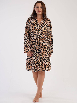 Купить Хлопковый халат с леопардовым принтом VIENETTA 3051694962 в Украина в Lingerie.ua - Одяг для дому та відпочинку, Видео