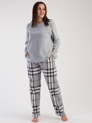 Купить Флисовый домашний костюм с брюками в клетку VIENETTA 3030350188 в Украина в Lingerie.ua - Одяг для дому та відпочинку, Фото 5