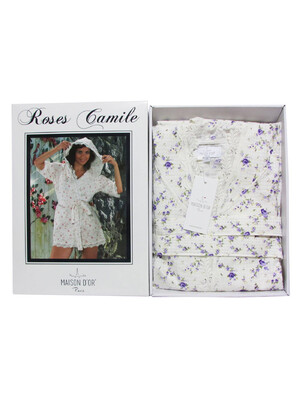 Купить Бавовняний халат вафельний з мереживом MAISON D'OR Roses Camile в Украина в Lingerie.ua - Одяг для дому та відпочинку, Фото 3