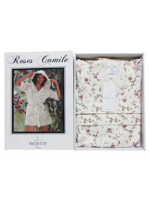 Купить Бавовняний халат вафельний з мереживом MAISON D'OR Roses Camile в Украина в Lingerie.ua - Одяг для дому та відпочинку, Фото 4