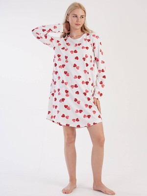 Купить Хлопковая туника с принтом в сердечко VIENETTA 3040081853 в Украина в Lingerie.ua - Одяг для дому та відпочинку, Фото 2