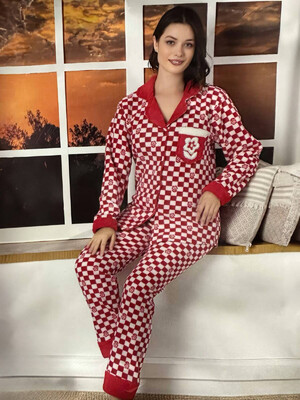 Купить Флісова класична піжама на ґудзиках LINDROS 21053 в Украина