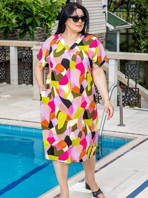 Купить Летнее платье из вискозы большого размера COCOON K2-2678 в Украина в Lingerie.ua - Одяг для дому та відпочинку, Фото 1