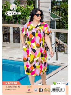 Купить Летнее платье из вискозы большого размера COCOON K2-2678 в Украина в Lingerie.ua - Одяг для дому та відпочинку, Фото 2