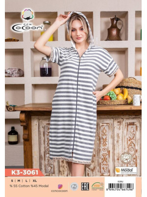 Купить Халат махровый на молнии с капюшоном COCOON K3-3061 в Украина в Lingerie.ua - Одяг для дому та відпочинку, Фото 2