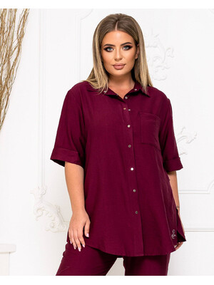 Купить Льняной костюм большого размера из рубашки и брюк LINGERIE 170559 в Украина в Lingerie.ua - Одяг для дому та відпочинку, Фото 3