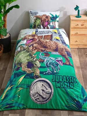 Купить Односпальный комплект постельного белья TAC Disney Jurassic World Forest с простыней на резинке в Украина в Lingerie.ua - Одяг для дому та відпочинку, Фото 1