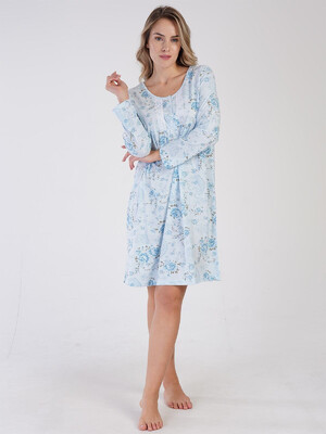 Купить Хлопковая ночная сорочка с длинным рукавом VIENETTA 1613740342 в Украина в Lingerie.ua - Одяг для дому та відпочинку, Фото 4