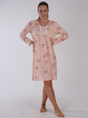 Купить Хлопковая ночная сорочка с длинным рукавом VIENETTA 1613740342 в Украина в Lingerie.ua - Одяг для дому та відпочинку, Фото 3