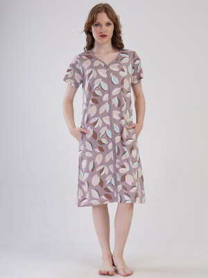 Купить Хлопковый халат на молнии с коротким рукавом VIENETTA 4091320821 в Украина в Lingerie.ua - Одяг для дому та відпочинку, Видео