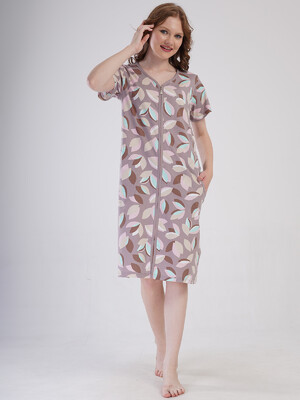 Купить Хлопковый халат на молнии с коротким рукавом VIENETTA 4091320821 в Украина в Lingerie.ua - Одяг для дому та відпочинку, Фото 3