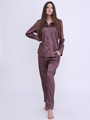 Купить Шелковая женская пижама классическая с длинным рукавом LINGERIE 170413  в Украина в Lingerie.ua - Одяг для дому та відпочинку, Фото 9