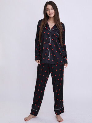 Купить Шелковая женская пижама классическая с длинным рукавом LINGERIE 170413  в Украина в Lingerie.ua - Одяг для дому та відпочинку, Фото 8