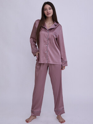 Купить Шелковая женская пижама классическая с длинным рукавом LINGERIE 170413  в Украина в Lingerie.ua - Одяг для дому та відпочинку, Фото 3