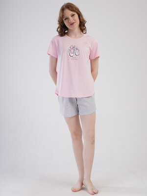 Бавовняний комплект жіночий з футболки та шортів VIENETTA 4080282838