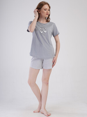 Купить Бавовняний комплект жіночий з футболки та шортів VIENETTA 4080282838 в Украина в Lingerie.ua - Одяг для дому та відпочинку, Фото 2