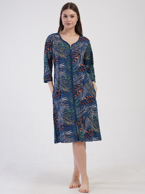 Купить Хлопковый халат большого размера на молнии VIENETTA 4100695136 в Украина в Lingerie.ua - Одяг для дому та відпочинку, Фото 3