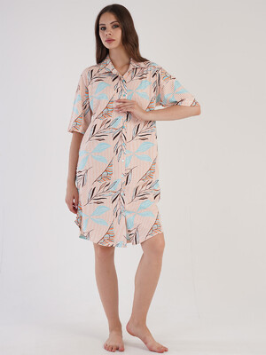 Купить Хлопковый халат на пуговицах с коротким рукавом VIENETTA 3070056448 в Украина в Lingerie.ua - Одяг для дому та відпочинку, Фото 6