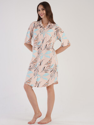 Купить Хлопковый халат на пуговицах с коротким рукавом VIENETTA 3070056448 в Украина в Lingerie.ua - Одяг для дому та відпочинку, Фото 7