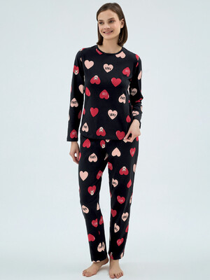 Хлопковый домашний комплект с длинным рукавом SEVIM 17141