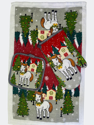 Набор для кухни 3 в 1 с новогодним принтом MALLORY HOME 3203