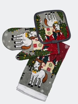 Купить Набор для кухни 3 в 1 с новогодним принтом MALLORY HOME 3203 в Украина в Lingerie.ua - Одяг для дому та відпочинку, Фото 2